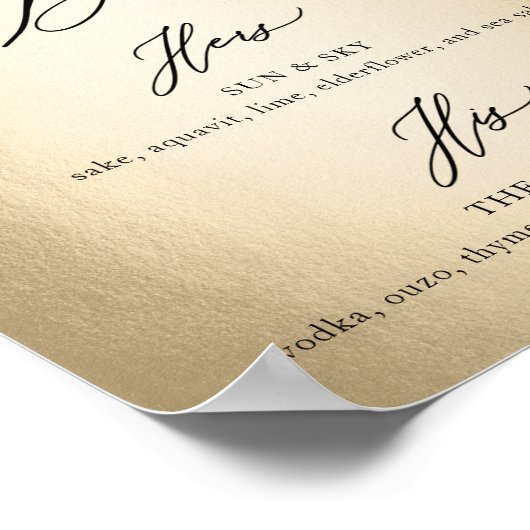 Kalligrafie Script Signature Drinks Wedding Sign Poster (Ecke)