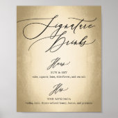 Kalligrafie Script Signature Drinks Wedding Sign Poster (Vorne)