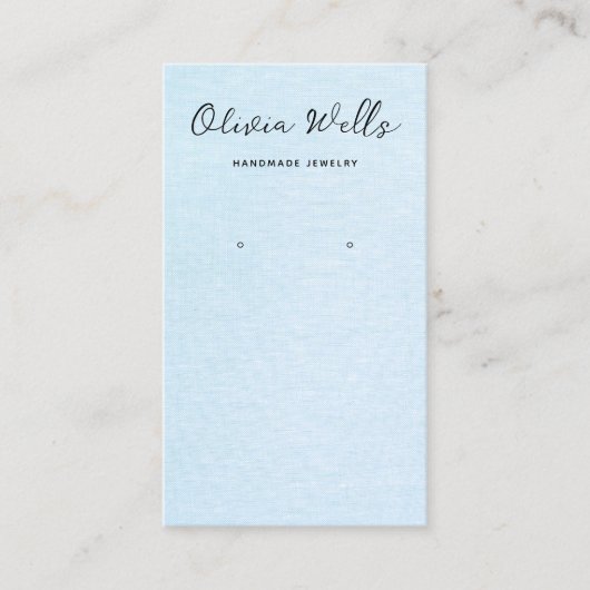 Kalligrafie Script Simple Blue Earring Business Visitenkarte (Vorderseite)