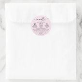 Kalligrafie Script-Warnung Candle Pink Blush Runder Aufkleber (Tasche)
