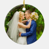 Kalligrafie Script Wedding Foto Verheiratet und Me Keramik Ornament (Hinten)