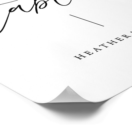 Kalligrafie Script Wedding Kids Table Sign Poster (Ecke)