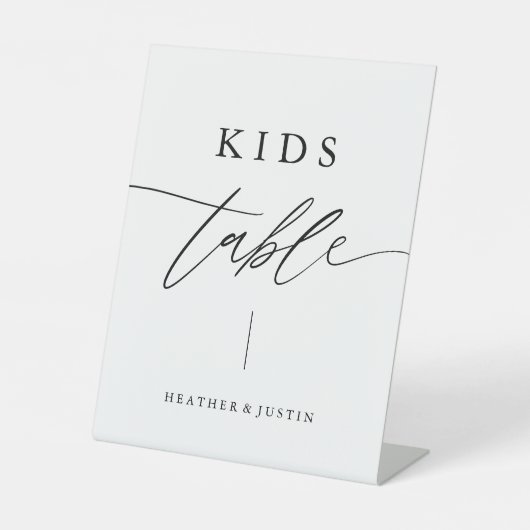 Kalligrafie Script Wedding Kids Table Sign Sockelschild (Vorderseite)