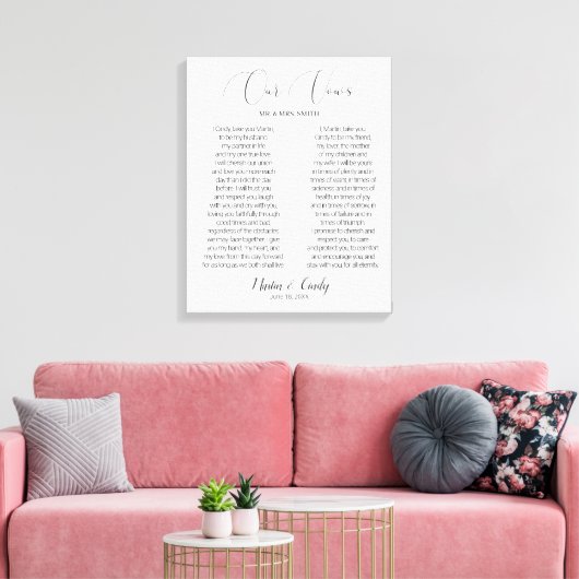 Kalligrafie Script Wedding Vows Canvas Print Leinwanddruck (Insitu (Wohnzimmer))