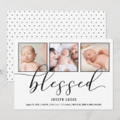 Kalligrafie Seligen 3 Fotos Geburt Ankündigung (Vorne/Hinten)