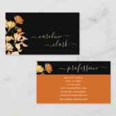 Kalligrafie Signatur Elegantes Schwarzes Orange de Visitenkarte (Vorne/Hinten)
