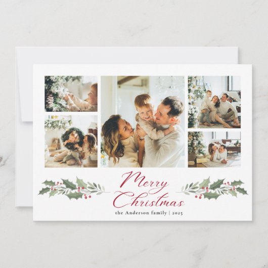 Kalligrafie-Skript Frohe Foto-Collage Weihnachten (Vorderseite)