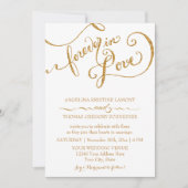 Kalligrafie-Skript für immer in Liebe Gold Glitzer Einladung (Vorderseite)