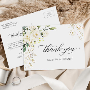 Kalligrafie-Skript-Garten-Blumen-Hochzeit-Danke Postkarte