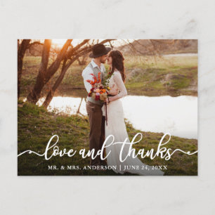 Kalligrafie-Skript Liebe Dankeschön Hochzeitsfoto Postkarte