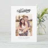 Kalligrafie-Skript Moderne Hochzeit von Fotos Save The Date (Stehend Vorderseite)