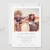 Kalligrafie-Skript Moderne Hochzeit von Fotos Save The Date (Rückseite)