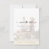 Kalligrafie-Skript Moderne Hochzeit von Fotos Save The Date (Rückseite)