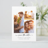 Kalligrafie-Skript Moderne Hochzeit von Fotos Save The Date (Stehend Vorderseite)