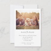 Kalligrafie-Skript Moderne Hochzeit von Fotos Save The Date (Rückseite)