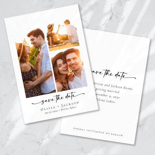 Kalligrafie-Skript Moderne Hochzeit von Fotos Save The Date