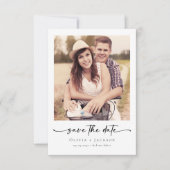 Kalligrafie-Skript Moderne Hochzeit von Fotos Save The Date (Vorderseite)