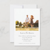 Kalligrafie-Skript Moderne Hochzeit von Fotos Save The Date (Rückseite)