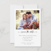 Kalligrafie-Skript Moderne Hochzeit von Fotos Save The Date (Rückseite)