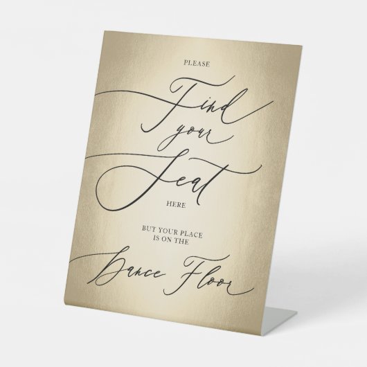 Kalligrafie-Skript Sitzensehen finden Sockelschild (Vorderseite)