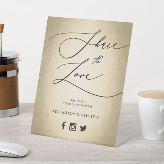 Kalligrafie-Skript teilen Sie die Liebe-Hochzeitss Sockelschild (In SItu)