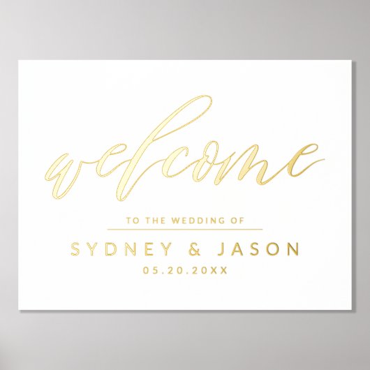 Kalligrafie-Skript Willkommen Minimal Moderne Hoch Foliendrucke (Vorderseite)