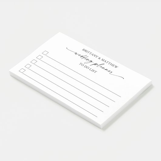 Kalligrafie-Skripteinsätze-Hochzeitsplaner für ein Post-it Klebezettel (angewinkelt)