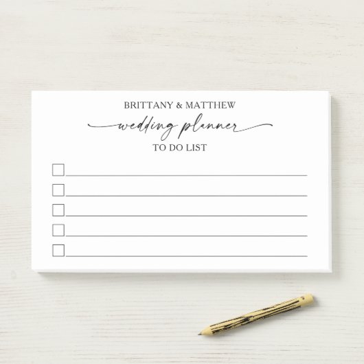 Kalligrafie-Skripteinsätze-Hochzeitsplaner für ein Post-it Klebezettel (Auf Schreibtisch)