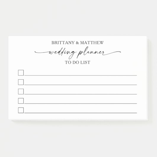 Kalligrafie-Skripteinsätze-Hochzeitsplaner für ein Post-it Klebezettel (Vorderseite)