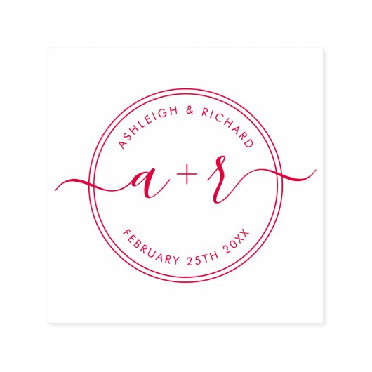 Kalligrafie-Skriptinitialen, die das Datum speiche Permastempel (Design)