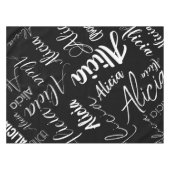Kalligrafie Skriptname Art Schwarz-weiß Modern Tischdecke (Vorderseite (Horizontal))