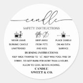 Kalligrafie-Skriptwarnung Schwarz-Weiß-Kerze Runder Aufkleber (Vorderseite)