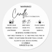 Kalligrafie-Skriptwarnung Schwarz-Weiß-Kerze Runder Aufkleber (Vorderseite)