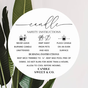 Kalligrafie-Skriptwarnung Schwarz-Weiß-Kerze Runder Aufkleber