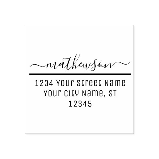 Kalligrafie Swash Typografie Name Anschrift #3 Gummistempel (Prägung)