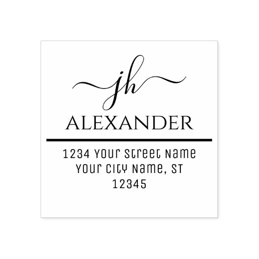 Kalligrafie Swash Typografie Name Anschrift #4 Gummistempel (Prägung)