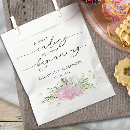 Kalligrafie | Sweet Ending New Begin Wedding Geschenktütchen