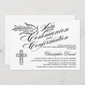 Kalligrafie Taube Heilige Kommunion und Bestätigun Einladung (Vorne/Hinten)