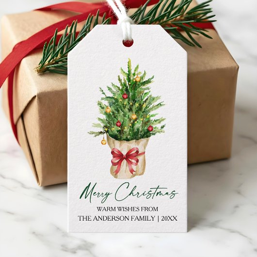 Kalligrafie-Tinte Weihnachten Wasserfarbe Kiefer R Geschenkanhänger
