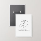 Kalligrafie trendige klassische Monogramme Button (Vorderseite/Rückseite)