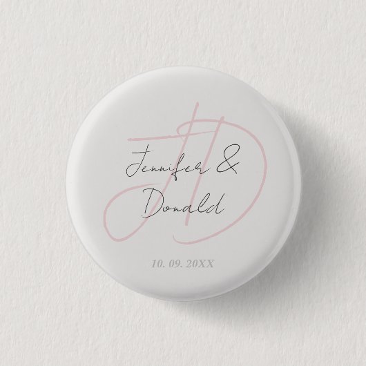 Kalligrafie trendige klassische Schrift Monogramm Button (Vorderseite)