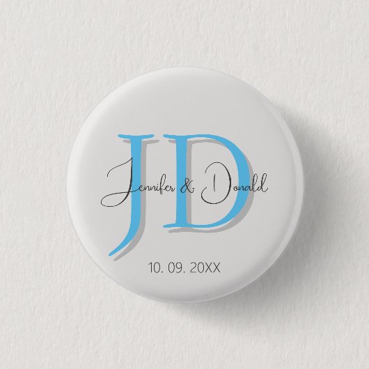 Kalligrafie trendige klassische Schrift Monogramm Button (Vorderseite)