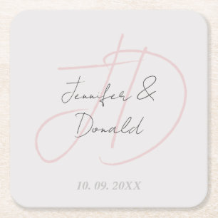 Kalligrafie-trendige klassische Schrift-Monogramm Rechteckiger Pappuntersetzer