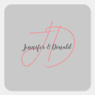 Kalligrafie-trendige klassische Schriftmonogramm Quadratischer Aufkleber