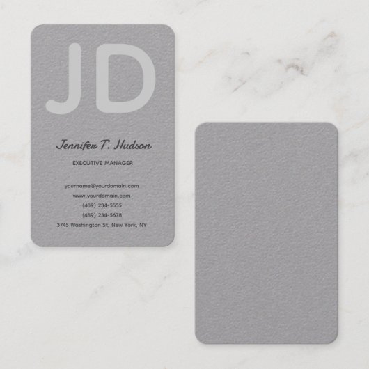 Kalligrafie trendy klassische Skriptmonogramm grau Visitenkarte (Vorne/Hinten)