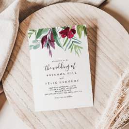 Kalligrafie tropisch gefärbt Blumen die Hochzeit v Einladung