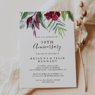 Kalligrafie Tropische 50. Hochzeitstag Einladung