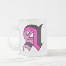 Kalligrafie Typ schwarzer und rosa Anfangsbuchstab