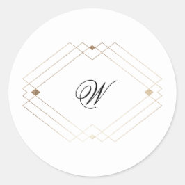 Kalligrafie Typografie Monogram Gold Deko Wedding Runder Aufkleber