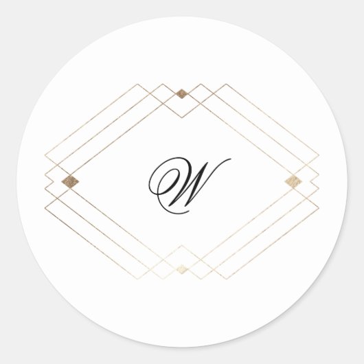 Kalligrafie Typografie Monogram Gold Deko Wedding Runder Aufkleber (Vorderseite)